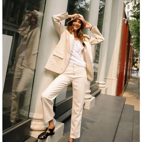 J. CREW Alfie Blazer in Denim Stripe Ivory Cream White {3Q24} - Picture 1 of 9